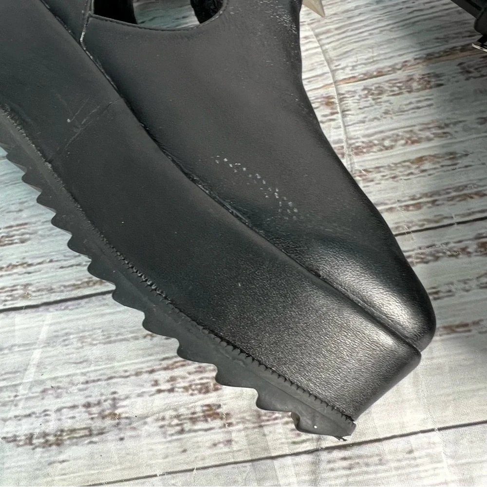 Unif Womens 5 Black Platform Studded Spike Shoes Cut Out  100% Leather Goth Punk